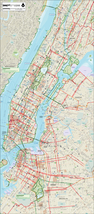 Fahrradkarte die radwege und radrouten von New York