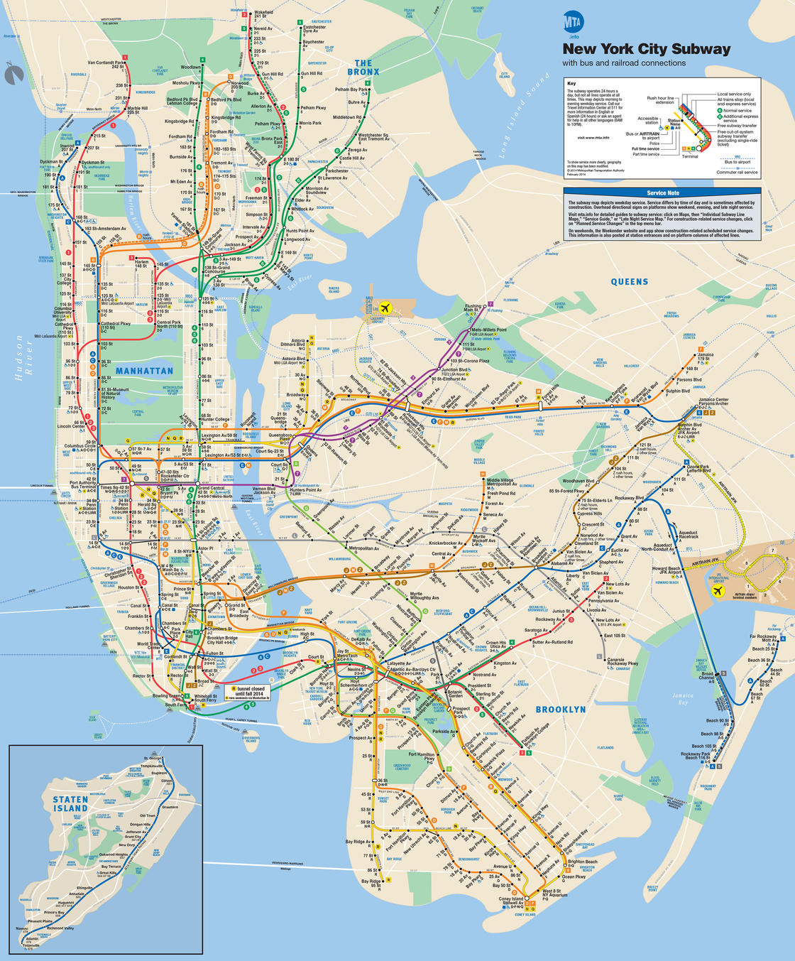 U bahn (subway) netzplan und karte von New York : stationen und linien