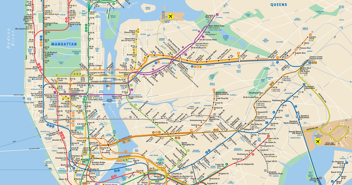 U bahn (subway) netzplan und karte von New York : stationen und linien