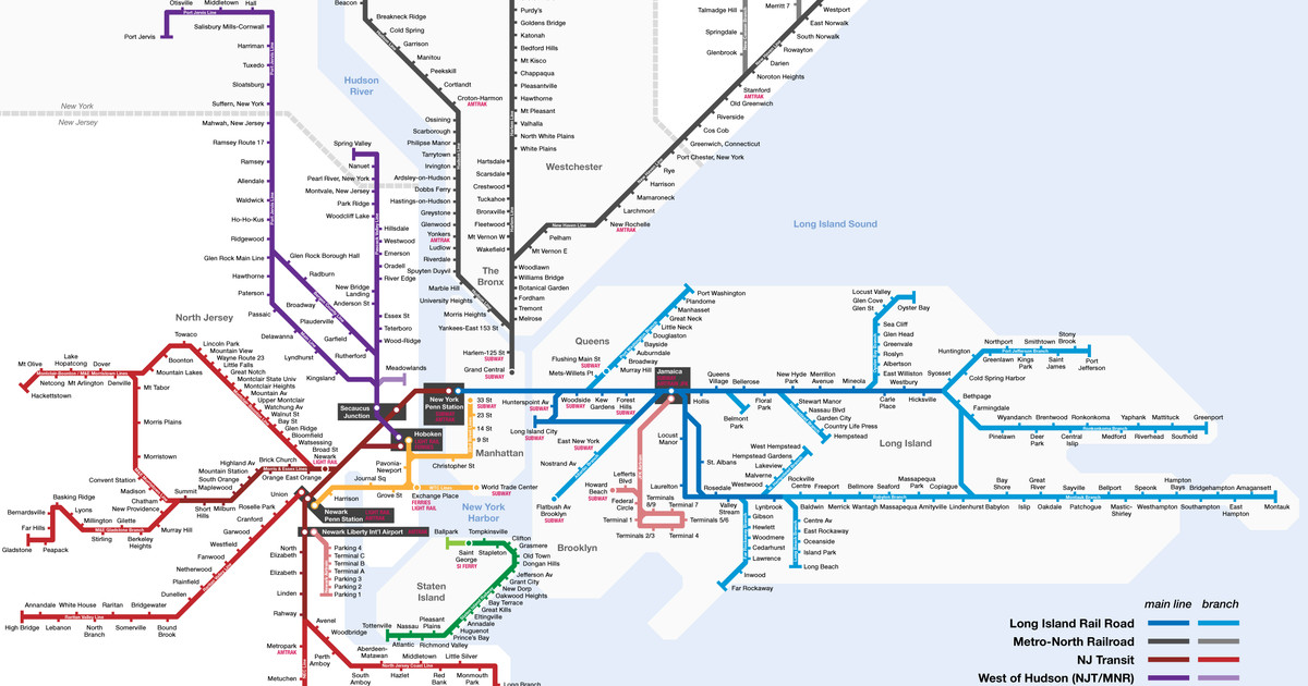 S bahn netzplan und karte von New York stationen und linien
