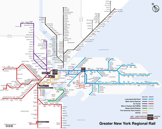 S bahn, regional bahn und vorortbahn netzplan von New York