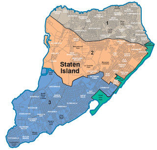 Karte die stadtteile und ortsteile in Staten Island