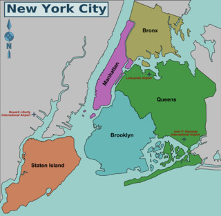 Karte die bezirke und stadtbezirke in New York